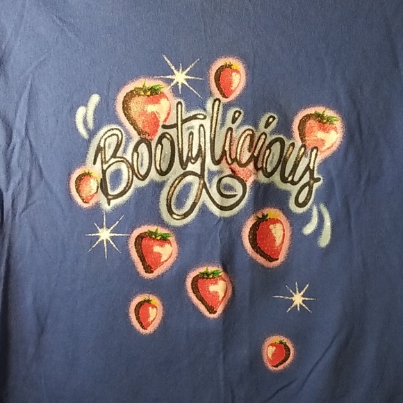 Hanes bootylicious blue strawberry shirt youth L - Picture 3 of 5